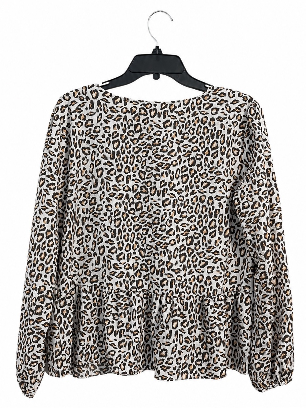 Nine West Leopard Print V Neck Peplum Blouse Womens XL - Picture 2 of 2